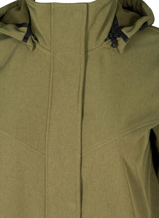 Long, hooded softshell jacket, Ivy green, Packshot image number 2