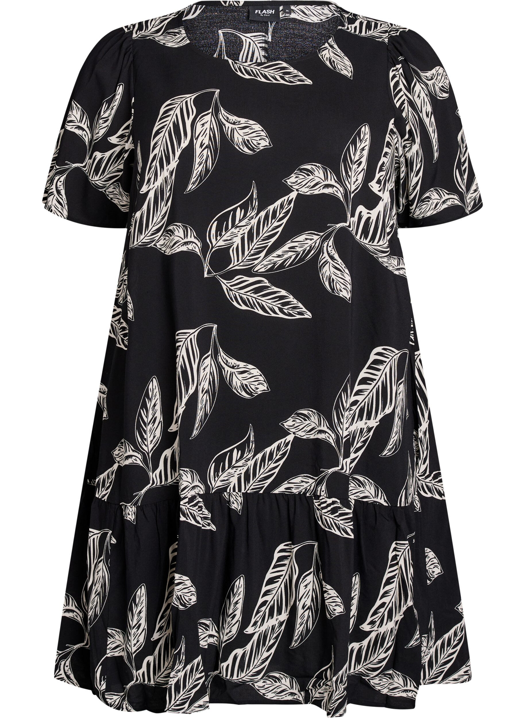 Zizzifashion Dress in viscose with cutline, Black, Packshot image number 0