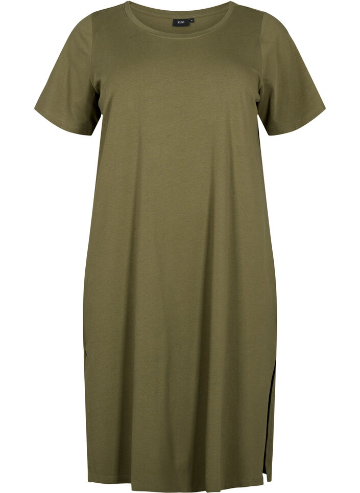 Cotton dress with short sleeves, Ivy Green, Packshot image number 0