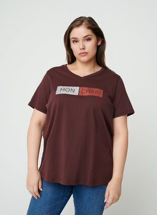 Short-sleeved cotton T-shirt, Fudge, Model image number 0