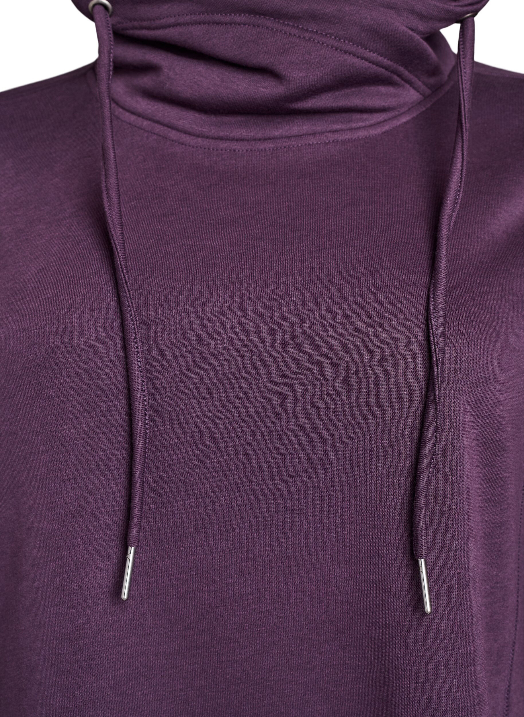 Zizzifashion FLASH - Short sweatshirt dress with high collar and pockets, Purple, Packshot image number 2