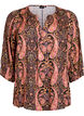Blouse with paisley print and 3/4 sleeves, Blue, Packshot image number 0