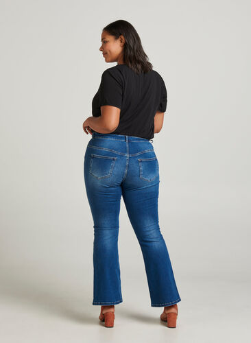 High waisted Ellen bootcut jeans, Blue denim, Model image number 1