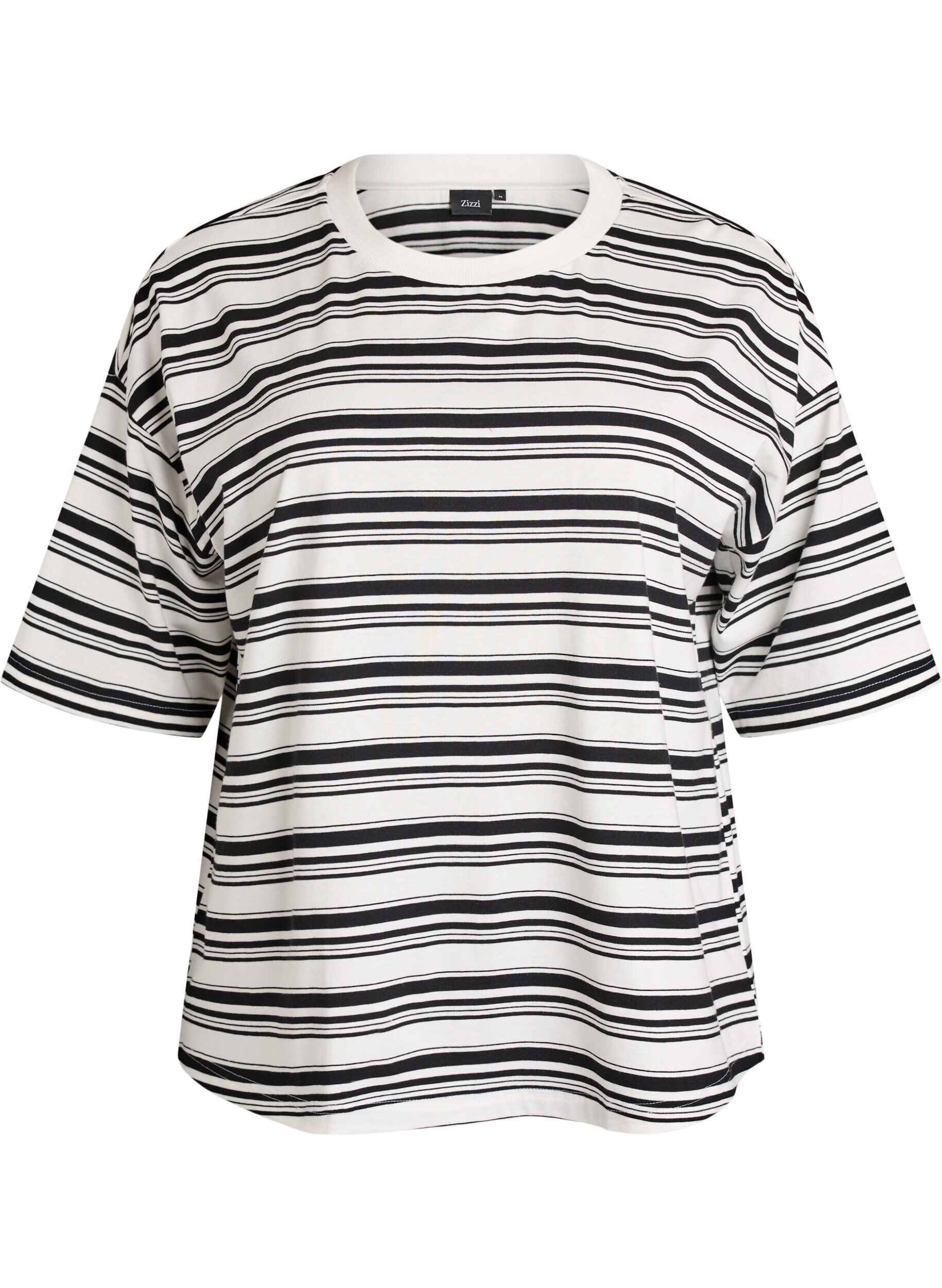 ZizzifashionBoxy T-shirt with striped pattern, Black, Packshot image number 0