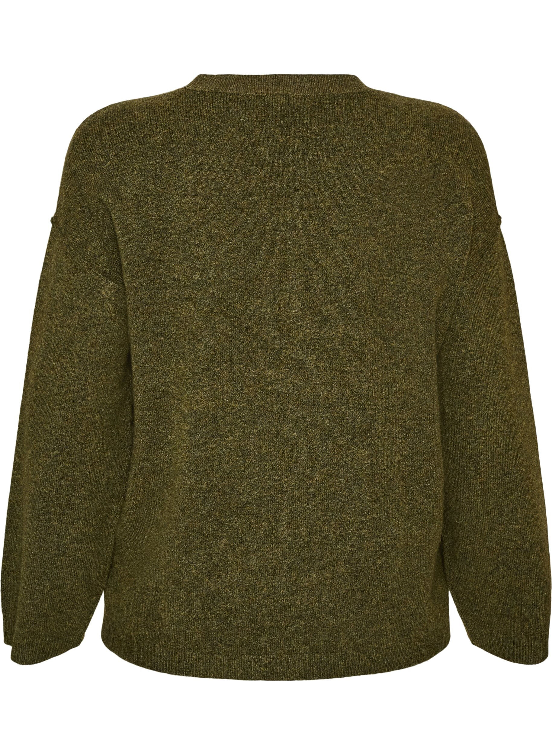 ZizzifashionLoose knit sweater with prominent seams, Green, Packshot image number 1
