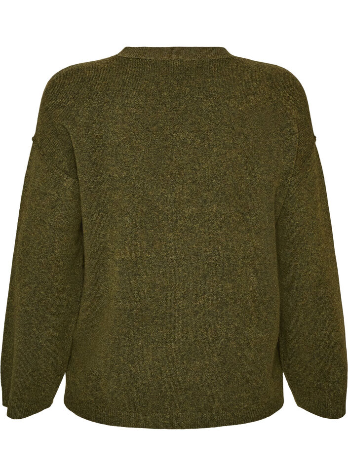 Loose knit sweater with prominent seams, Green, Packshot image number 1