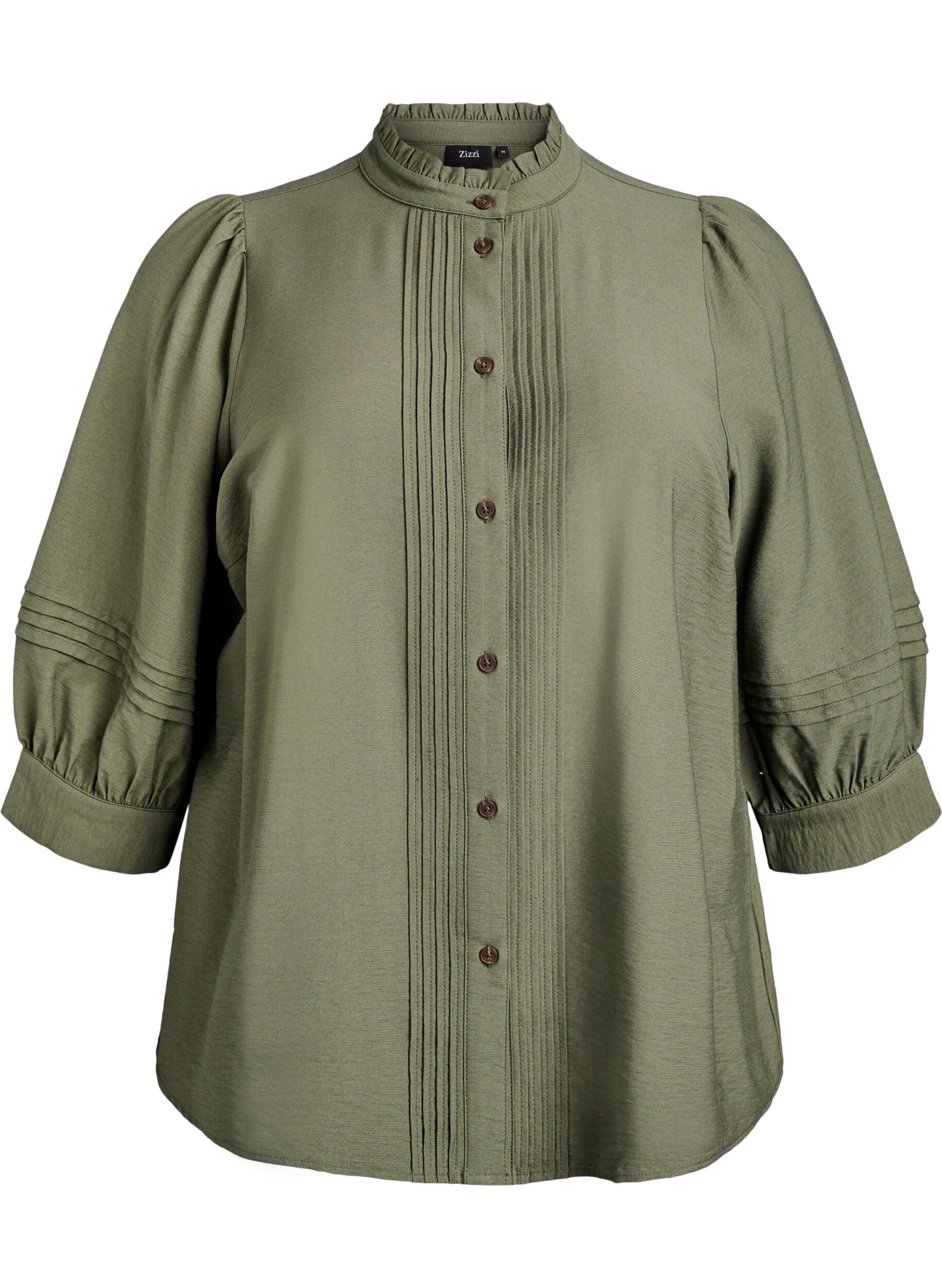 Blouse with 3/4 sleeves and decorative pleats