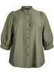 Blouse with 3/4 sleeves and decorative pleats, Green, Packshot image number 0