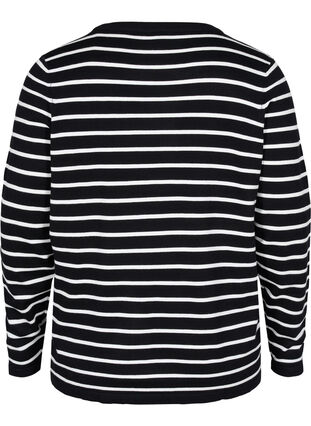 	 Knitted viscose top with long sleeves, Black W/Stripes, Packshot image number 1