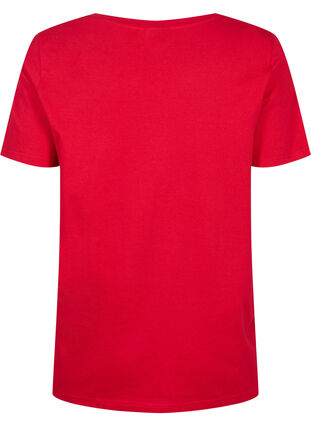 T-shirt in cotton with embroidery anglaise, Tango Red, Packshot image number 1