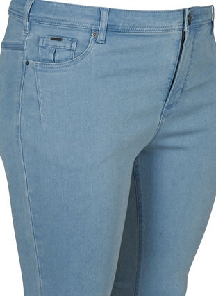 High-waisted capri jeans in a cotton blend, Light blue denim, Packshot image number 2