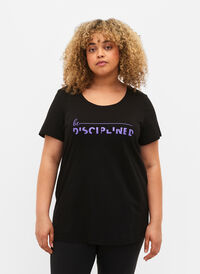 Sports t-shirt with print, Black w. Disciplined, Model