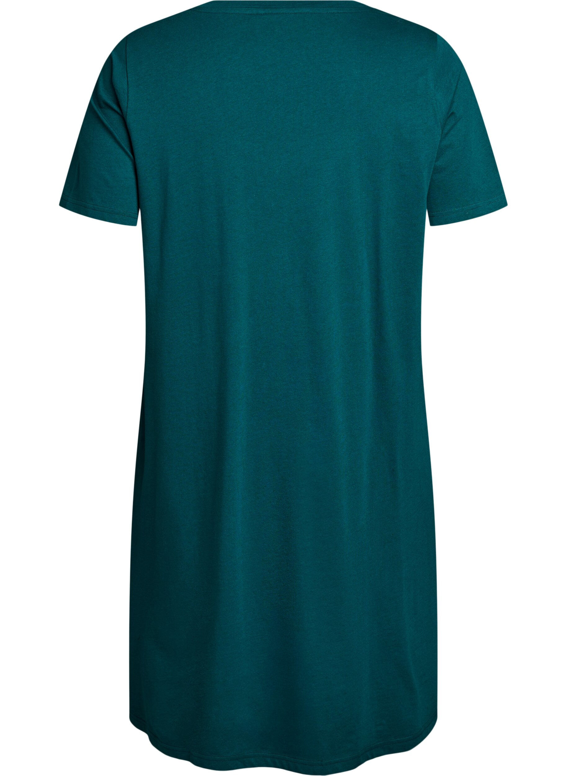Zizzifashion Organic cotton nightdress with V-neck, Green, Packshot image number 1