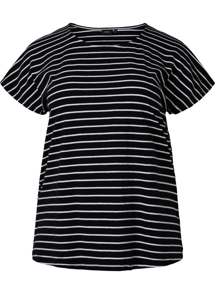Cotton t-shirt with stripes, Black W. Stripe, Packshot image number 0