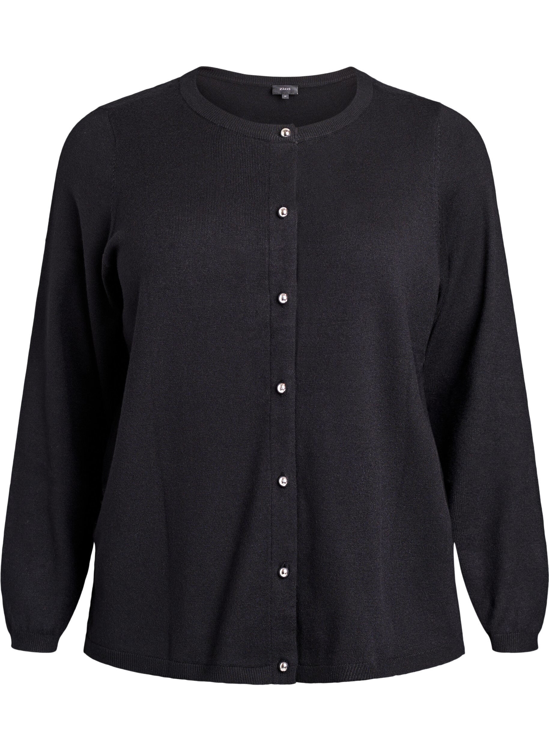 ZizzifashionCardigan with round buttons, Black, Packshot image number 0
