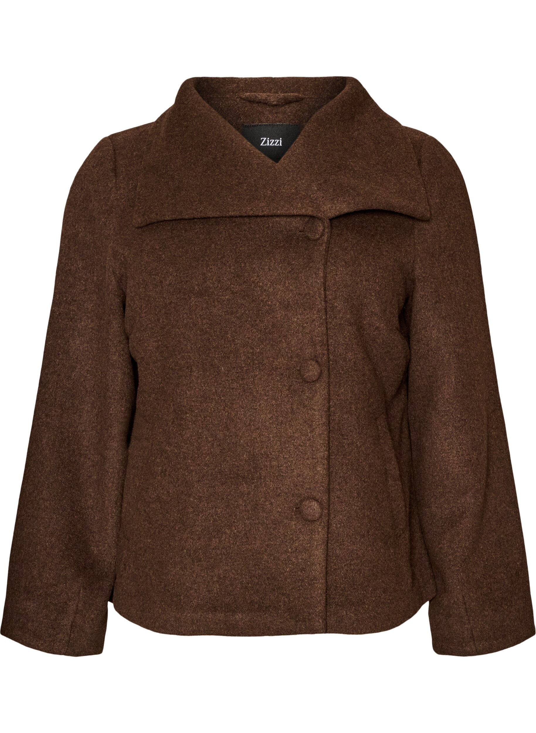 ZizzifashionShort jacket with asymmetric button fastening, Brown, Packshot image number 0