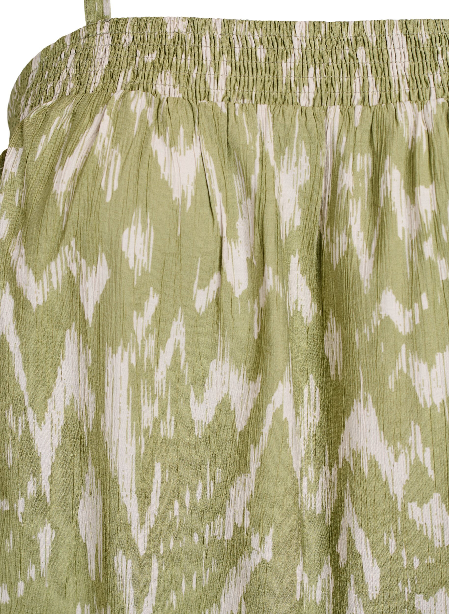 Zizzifashion Short viscose dress with spaghetti straps, Green, Packshot image number 2
