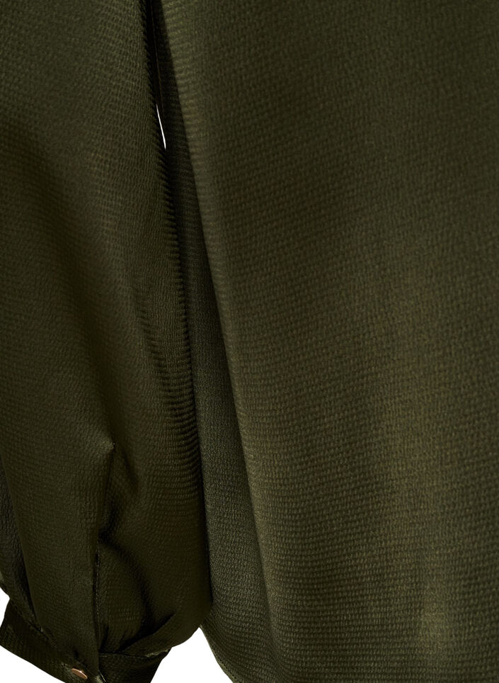 Blouse with shirt collar and V-neck, Green, Packshot image number 3