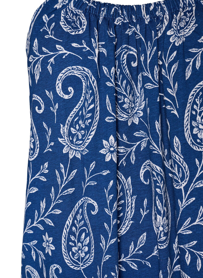 Knee-length strap dress in organic cotton, Blue, Packshot image number 2