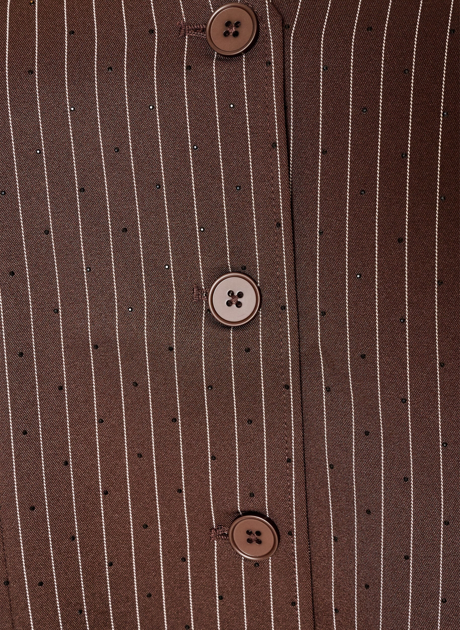 ZizzifashionPinstripe blouse with rhinestones and buttons, Brown, Packshot image number 2