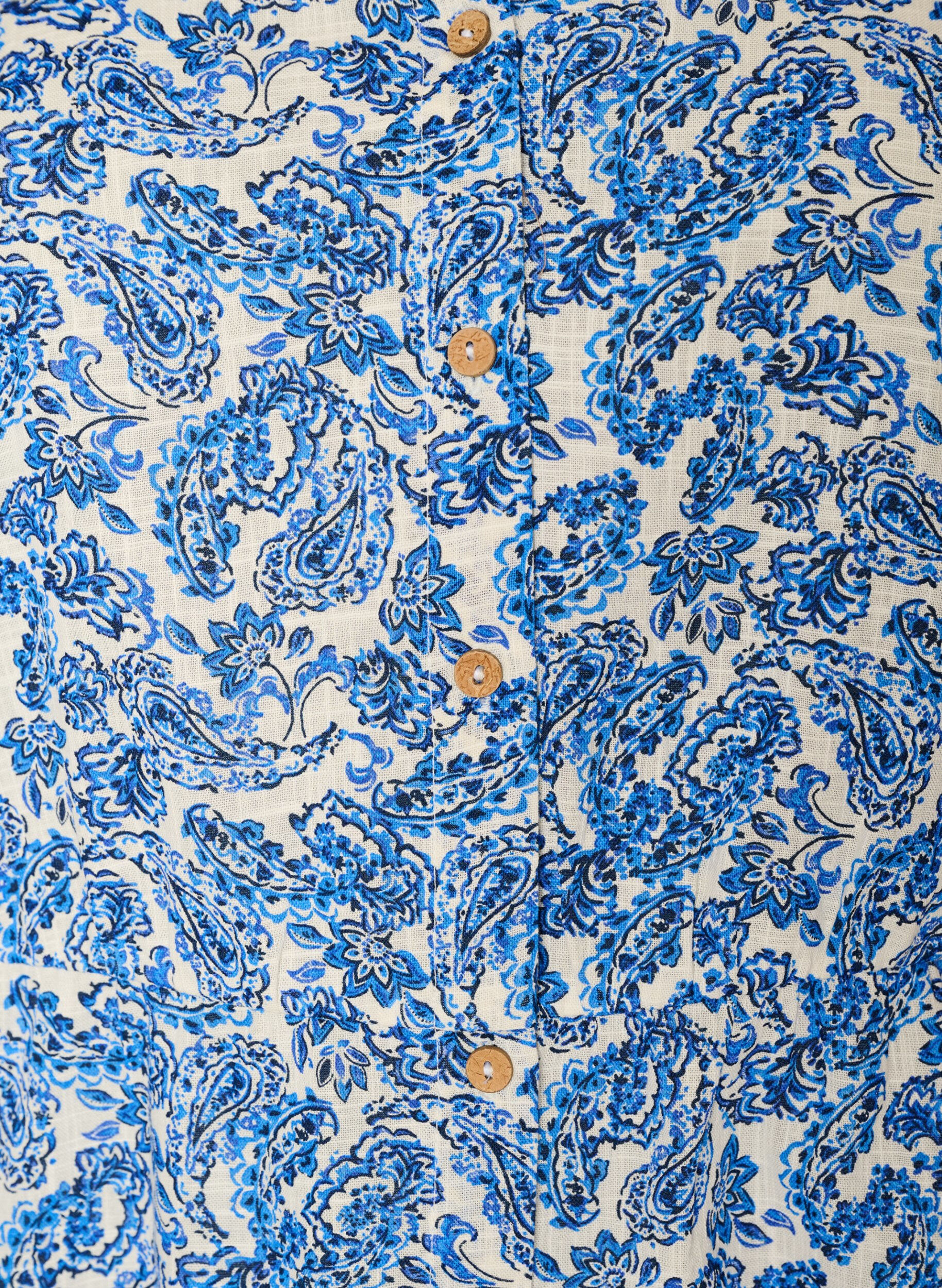 Zizzifashion Short cotton dress with floral print, Blue, Packshot image number 2