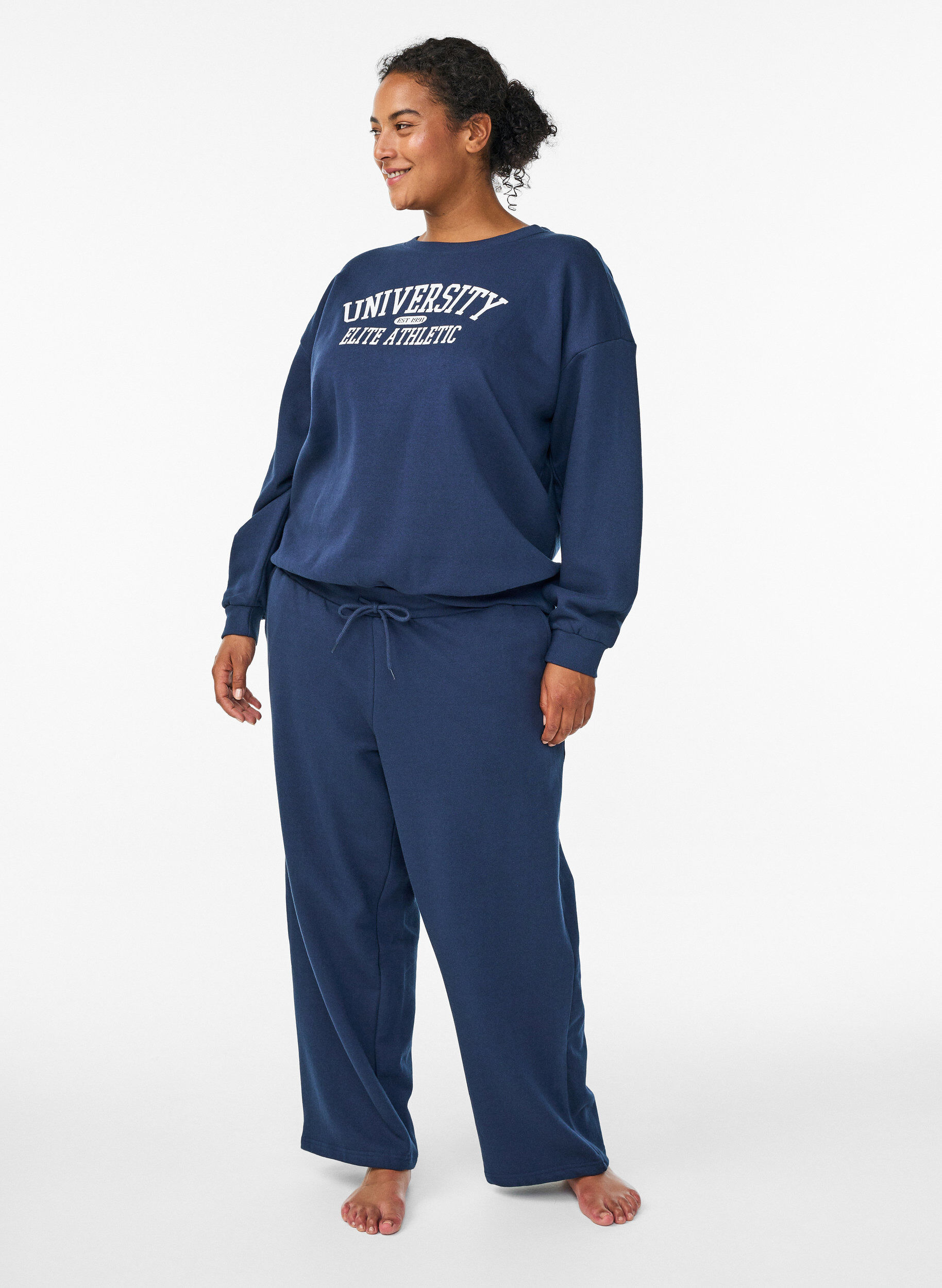 ZizzifashionSweatshirt with text print, Blue, Model image number 1