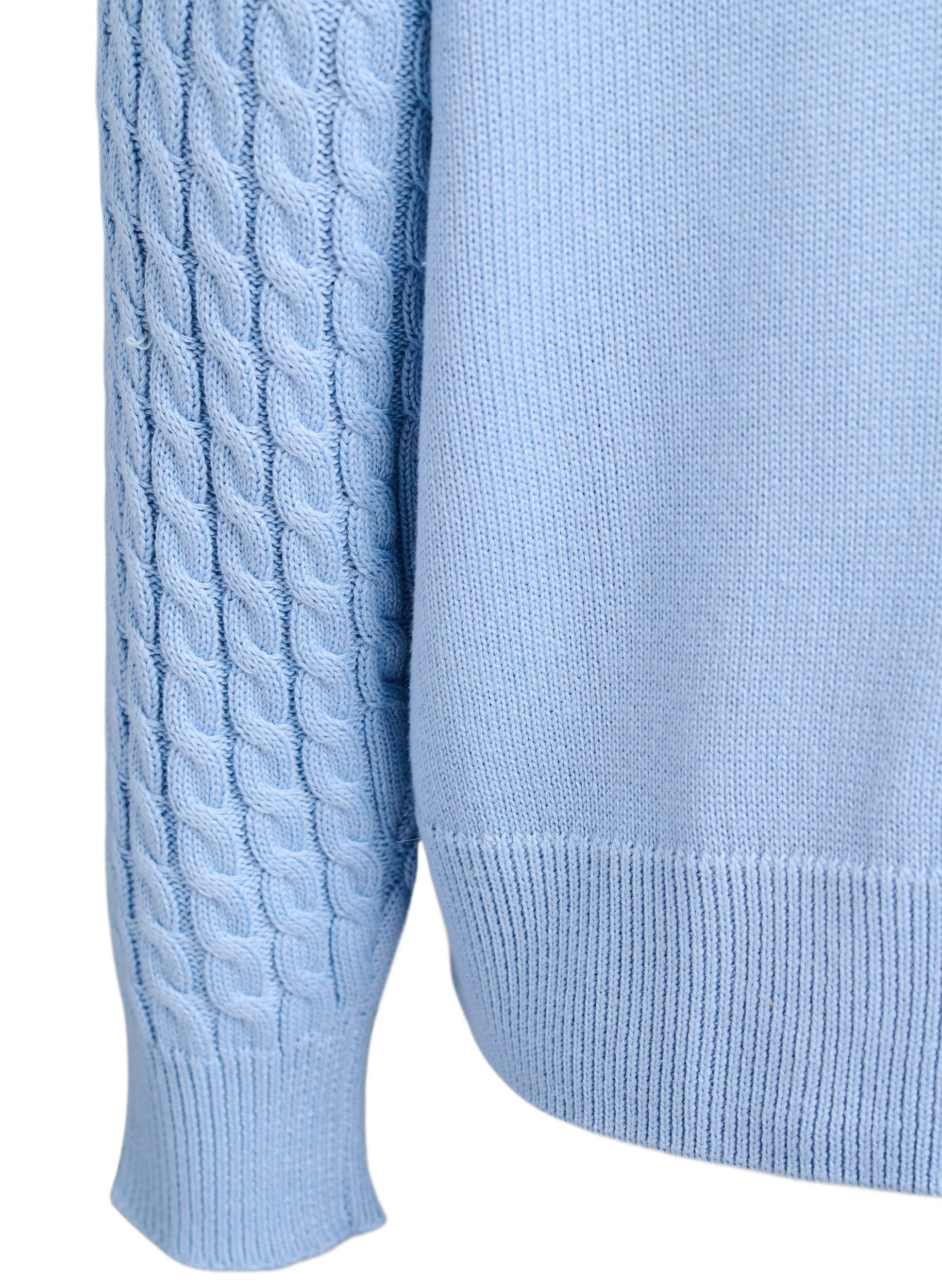 Zizzifashion Cable-knit cardigan with golden buttons, Blue, Packshot image number 3