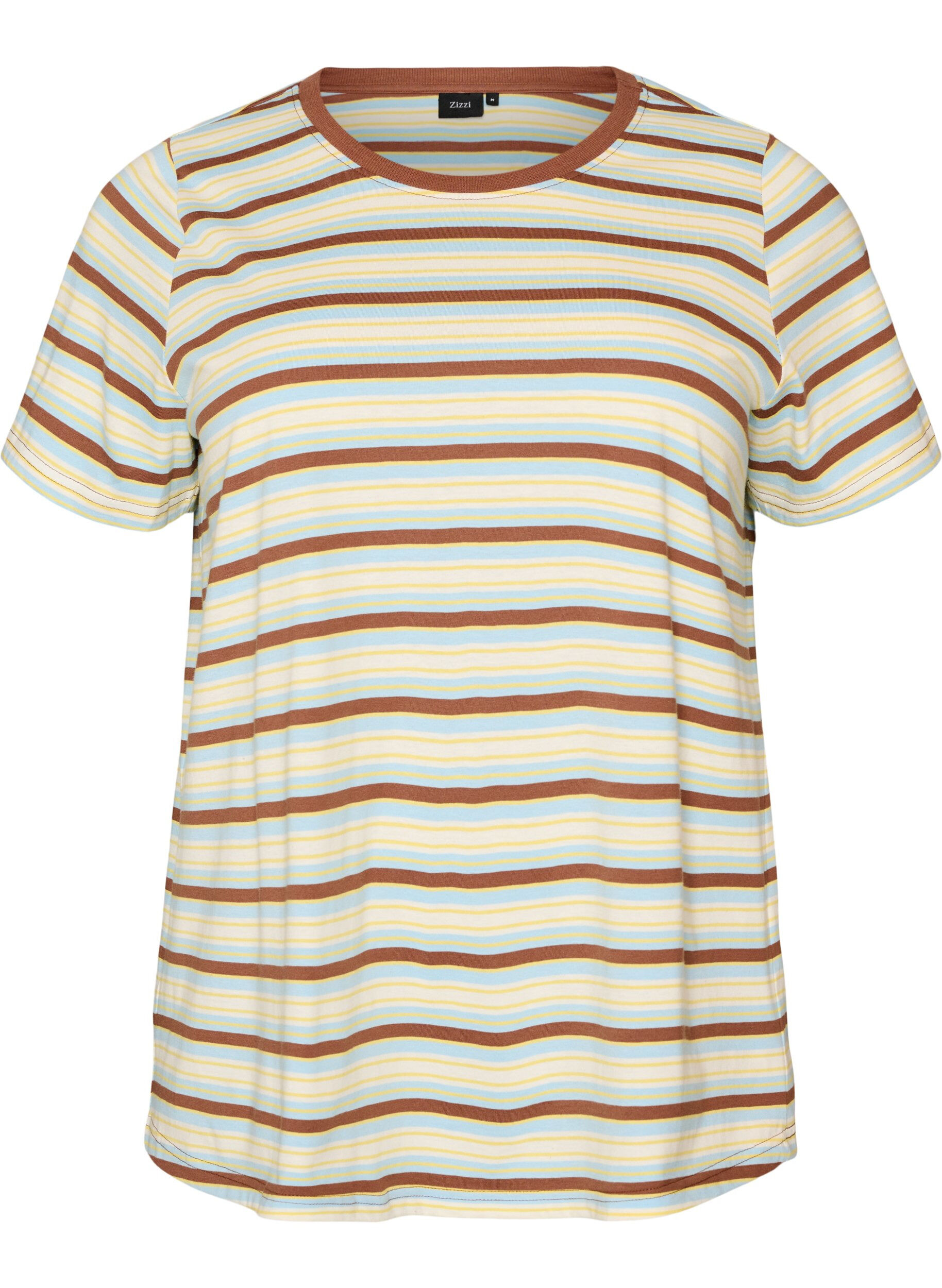 Zizzifashion Striped organic cotton T-shirt, Brown, Packshot image number 0