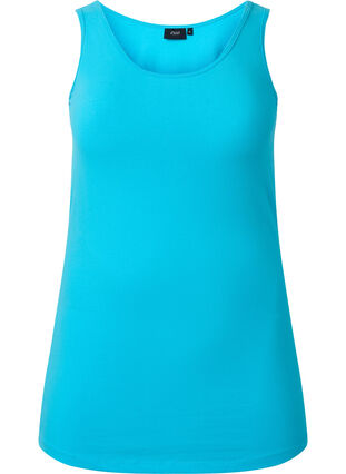 Solid color basic top in cotton, Blue Atoll, Packshot image number 0