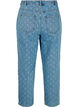 Cropped jeans with print and high waist, Blue denim, Packshot image number 1