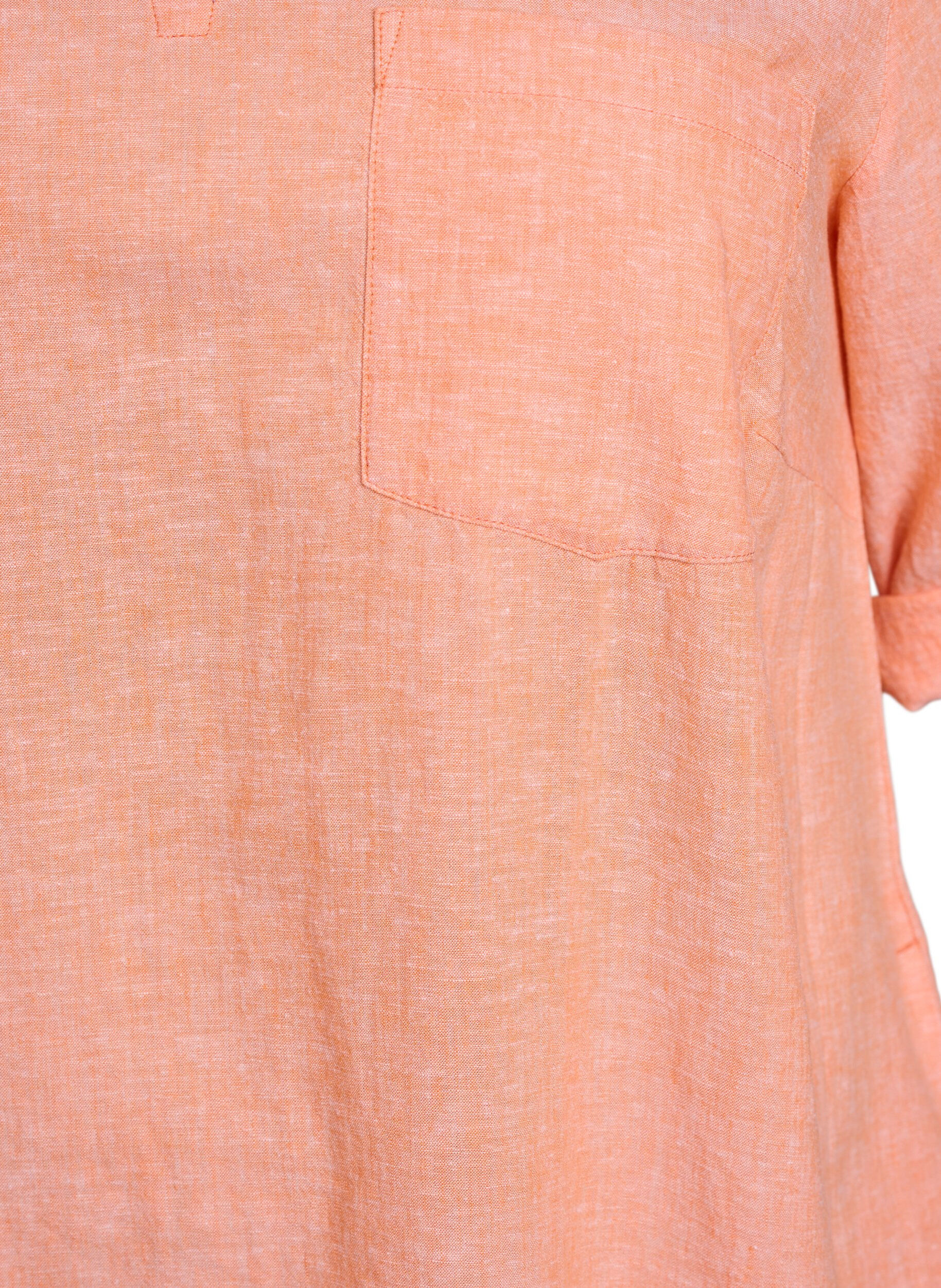 ZizzifashionLinen and viscose tunic with A-shape, Coral, Packshot image number 2