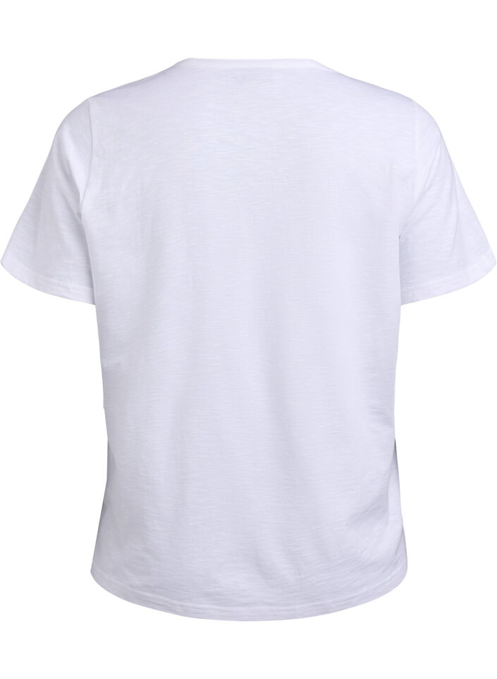 T-shirt with button detail, White, Packshot image number 1