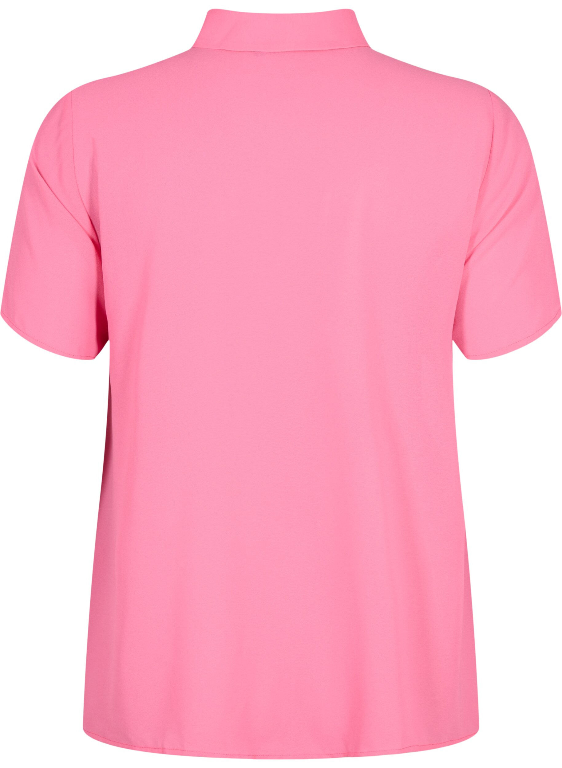 Zizzifashion Short sleeve shirt blouse with ruffles, Pink Power, Packshot image number 1
