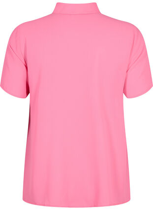 Short sleeve shirt blouse with ruffles, Pink Power, Packshot image number 1