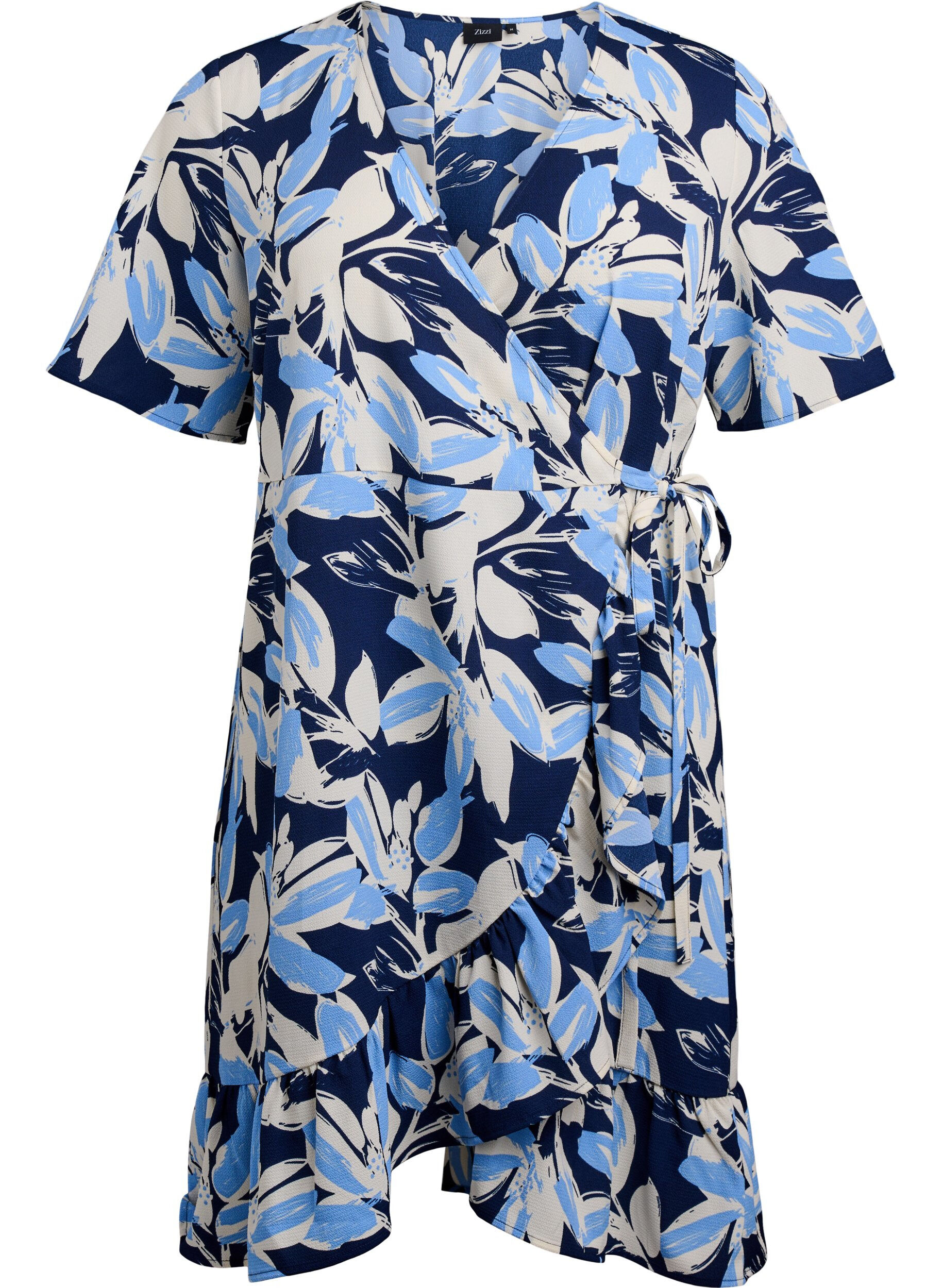 Floral wrap dress with short sleeves