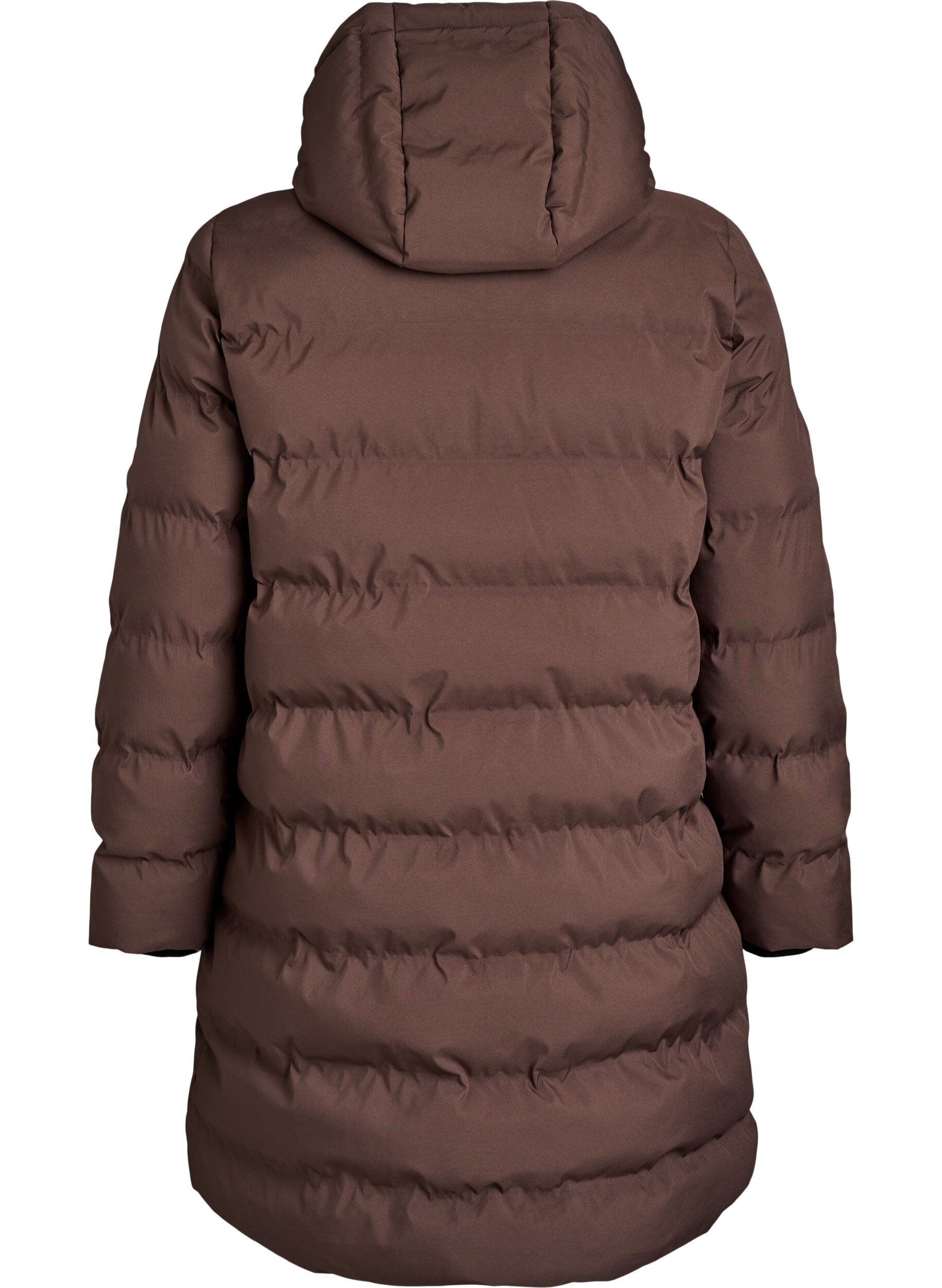 Zizzifashion Puffer coat with hood and pockets, Brown, Packshot image number 1