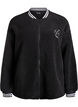 Teddy fleece jacket with stripe details, Black, Packshot image number 0