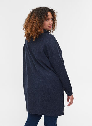 Marled, roll neck knitted poncho with slits, Night Sky Mel., Model image number 1