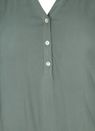 Viscose tunic with V-neck and buttons, Balsam Green, Packshot image number 2