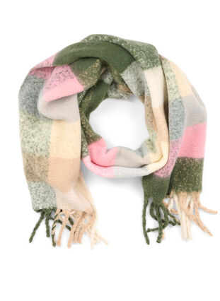 Checkered scarf with long fringe, Multi Mix, Packshot image number 0