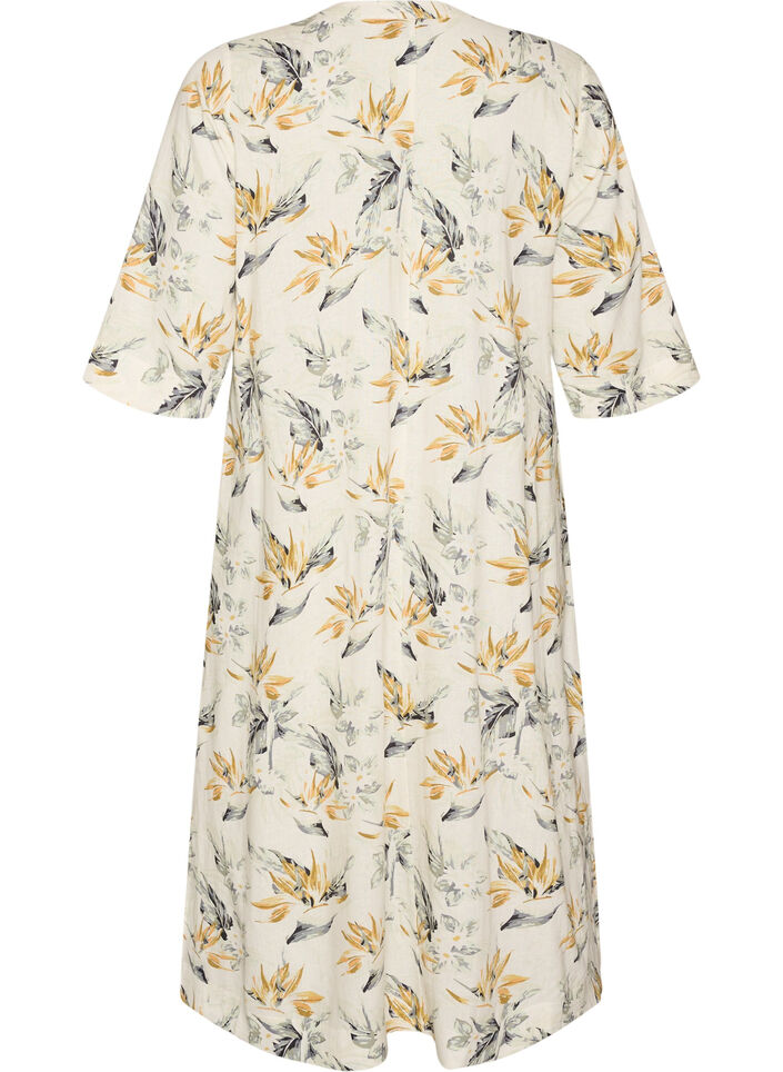 Midi dress in linen and viscose with 1/2 sleeves, 9990, Packshot image number 1