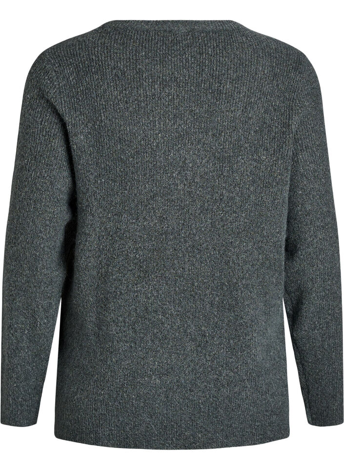 Melange knit blouse with round neck, Green, Packshot image number 1