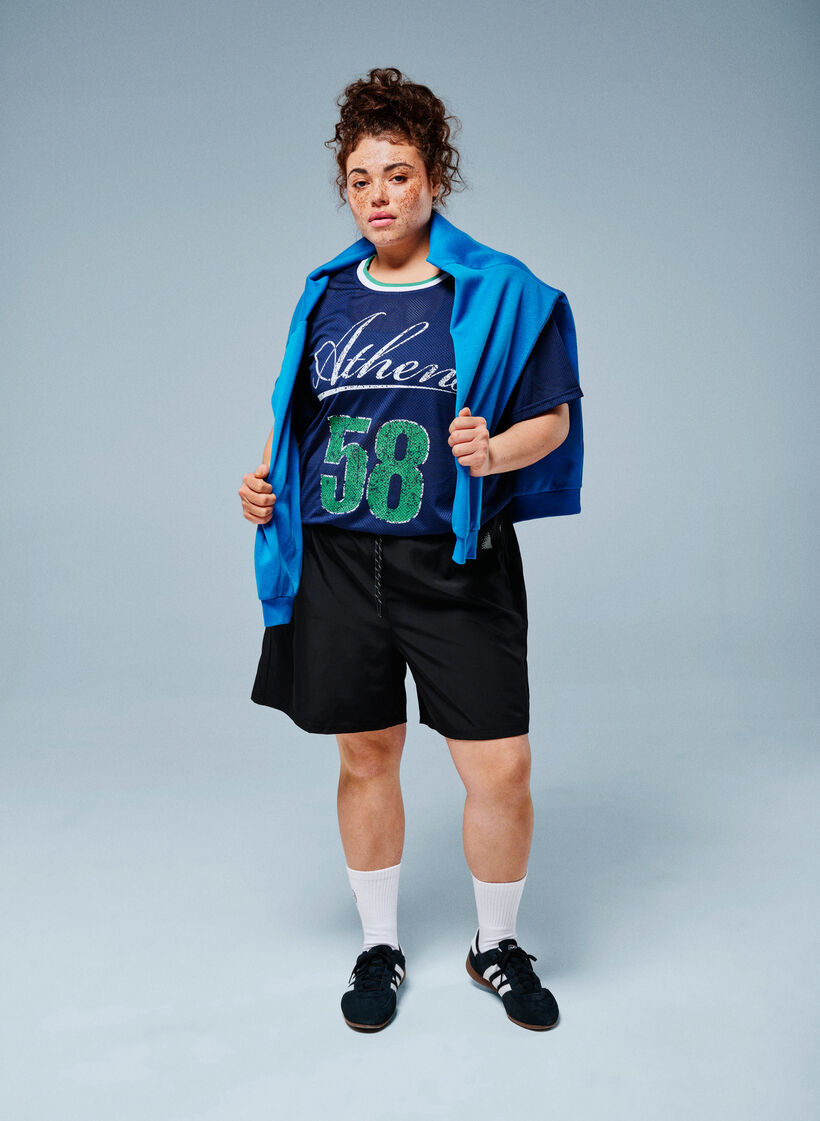 Training shorts with inner shorts and a phone pocket, Black, Image