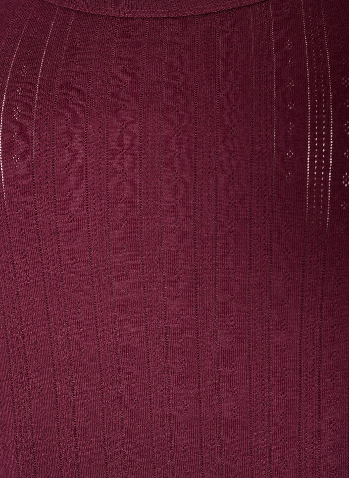 Night top in organic cotton with a textured pattern, Dark Bordeaux, Packshot image number 2