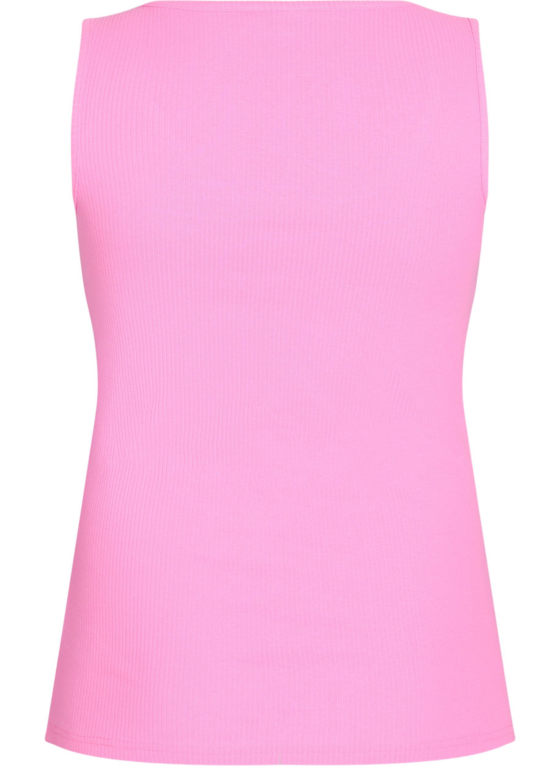 Zizzifashion Slim-fit tank top with rhinestones, Pink, Packshot image number 1