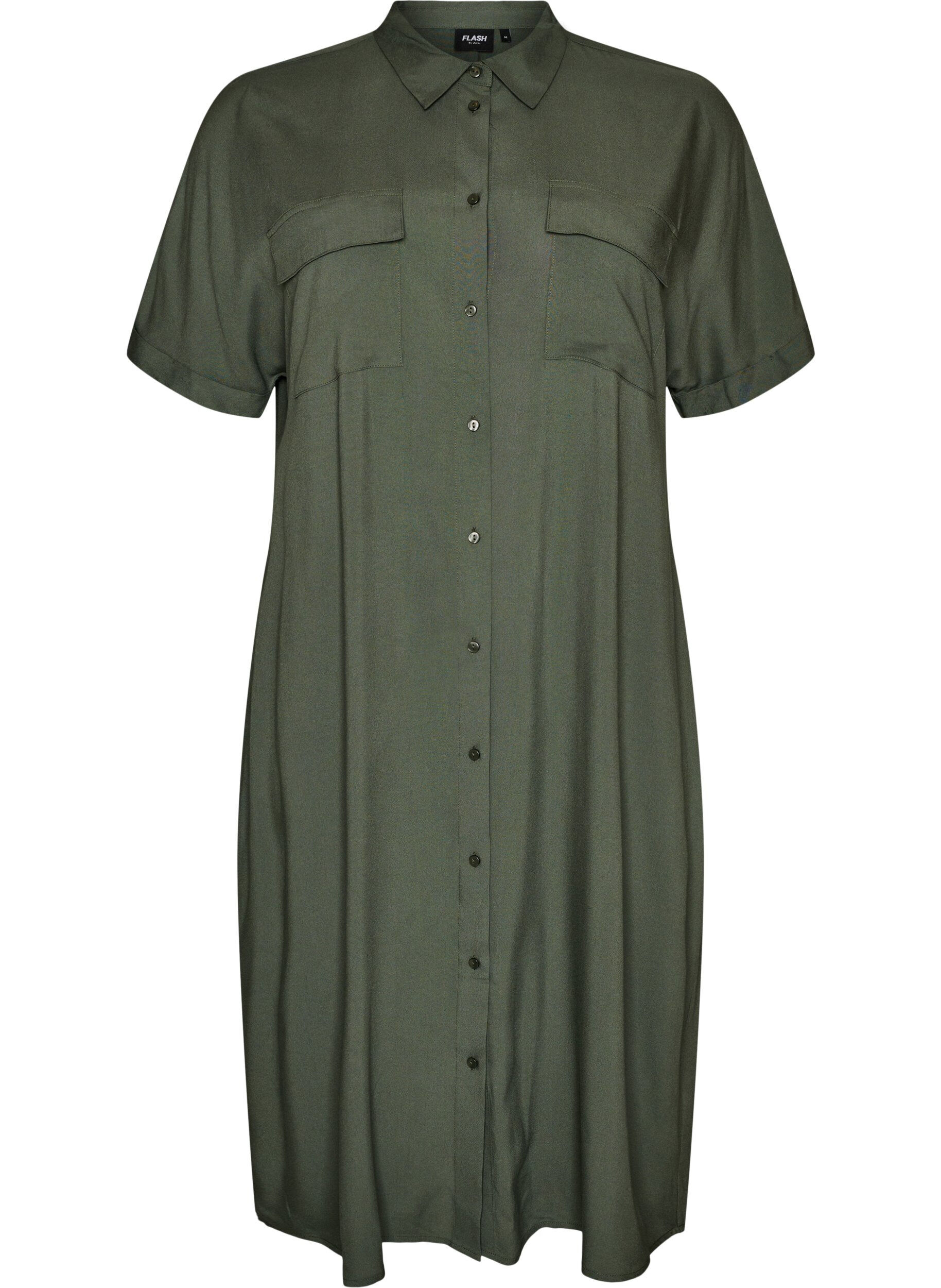 FLASH - Long shirt dress with short sleeves