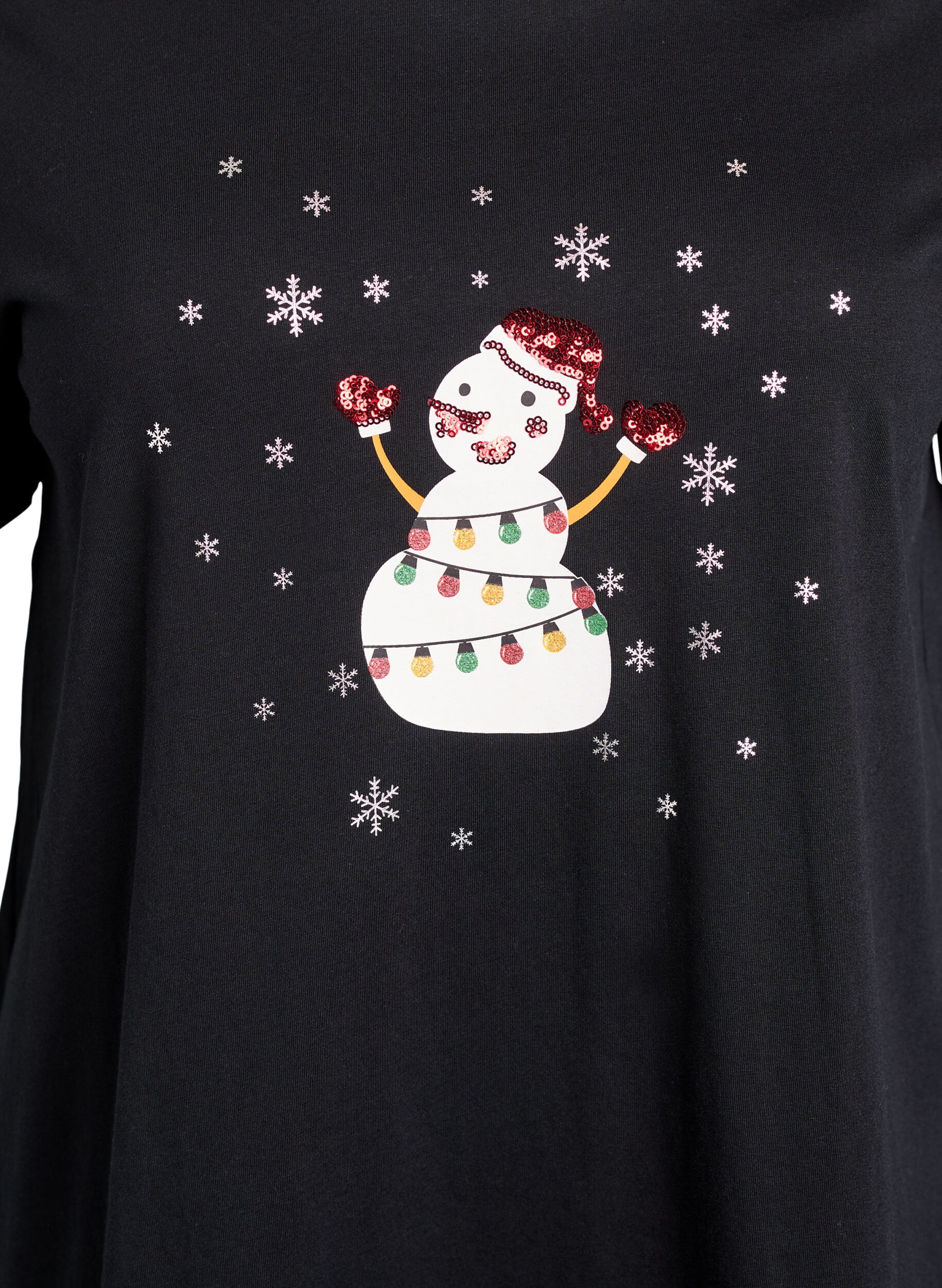 Zizzifashion Christmas t-shirt in organic cotton, Black, Packshot image number 2