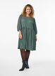 Short dress with texture and 3/4 sleeves, Green, Model image number 1