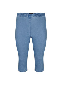FLASH - High waisted denim capri trousers with slim fit