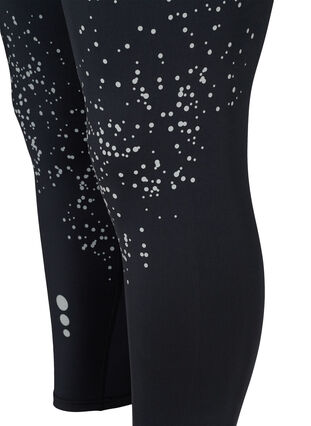 Cropped sports tights with reflectors, Black, Packshot image number 3